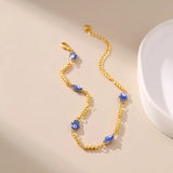 Golden Fatima Hand Bracelet with Eye Beaded Link