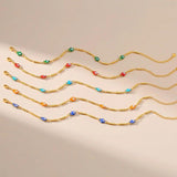 Golden Fatima Hand Bracelet with Eye Beaded Link