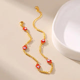 Golden Fatima Hand Bracelet with Eye Beaded Link
