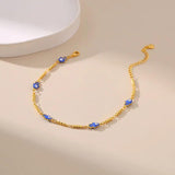 Golden Fatima Hand Bracelet with Eye Beaded Link