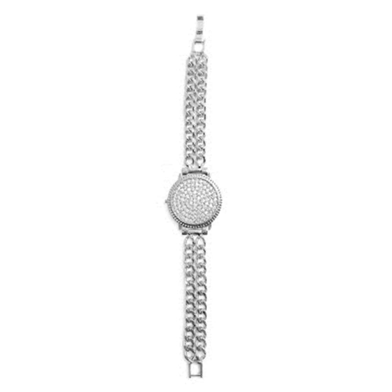 Hip-Hop Rhinestone Crystal Watch Shape Bracelet Jewelry for Women
