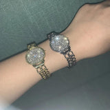 Hip-Hop Rhinestone Crystal Watch Shape Bracelet Jewelry for Women
