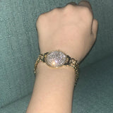 Hip-Hop Rhinestone Crystal Watch Shape Bracelet Jewelry for Women