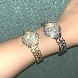 Hip-Hop Rhinestone Crystal Watch Shape Bracelet Jewelry for Women