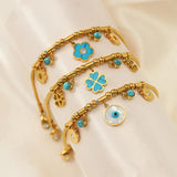 316L Stainless Steel Bracelet Natural Stone Flower Evil Eye Charm Bracelet