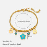 316L Stainless Steel Bracelet Natural Stone Flower Evil Eye Charm Bracelet