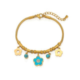 316L Stainless Steel Bracelet Natural Stone Flower Evil Eye Charm Bracelet