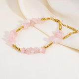 Turquoise Pink Stone Stainless Steel Bracelet 18K Plated Jewelry