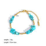 Turquoise Pink Stone Stainless Steel Bracelet 18K Plated Jewelry