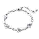 Uilz Water Drop CZ Leaf Bracelet for Women Adjustable Bride Wedding Jewelry
