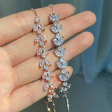 Uilz Water Drop CZ Leaf Bracelet for Women Adjustable Bride Wedding Jewelry