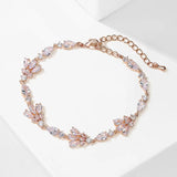 Uilz Water Drop CZ Leaf Bracelet for Women Adjustable Bride Wedding Jewelry