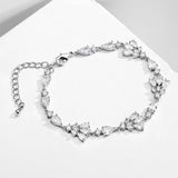 Uilz Water Drop CZ Leaf Bracelet for Women Adjustable Bride Wedding Jewelry