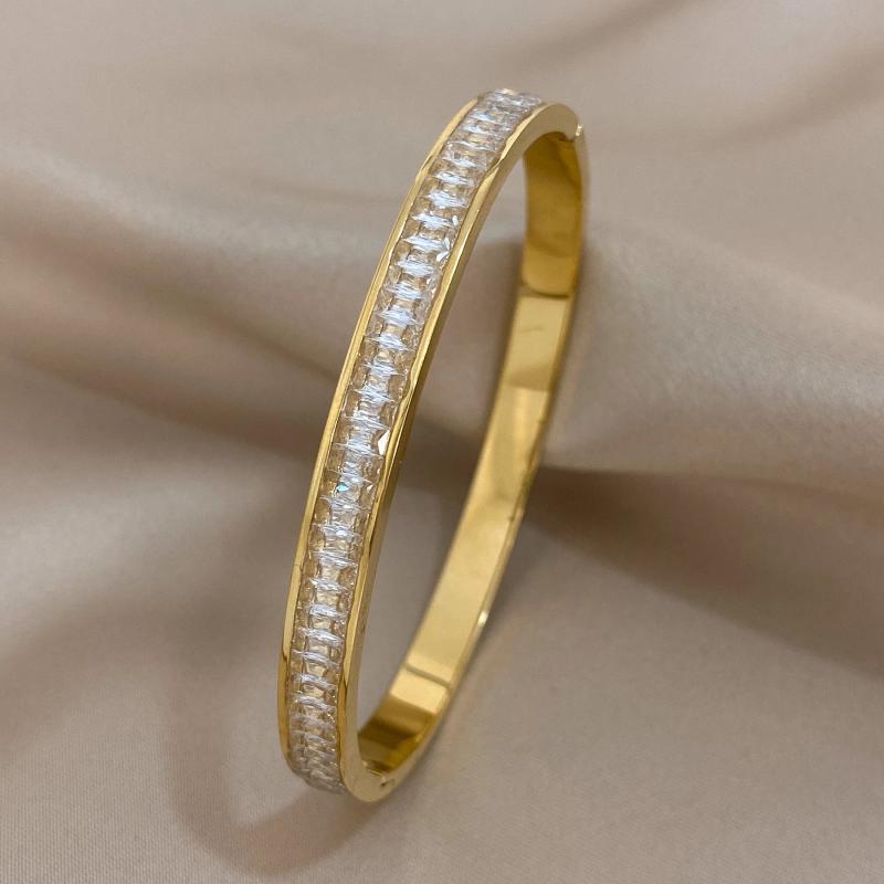 Colorful Zircon Stainless Steel Bangles for Women