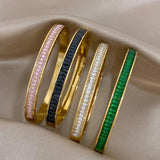 Colorful Zircon Stainless Steel Bangles for Women