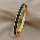 Colorful Zircon Stainless Steel Bangles for Women