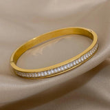 Colorful Zircon Stainless Steel Bangles for Women