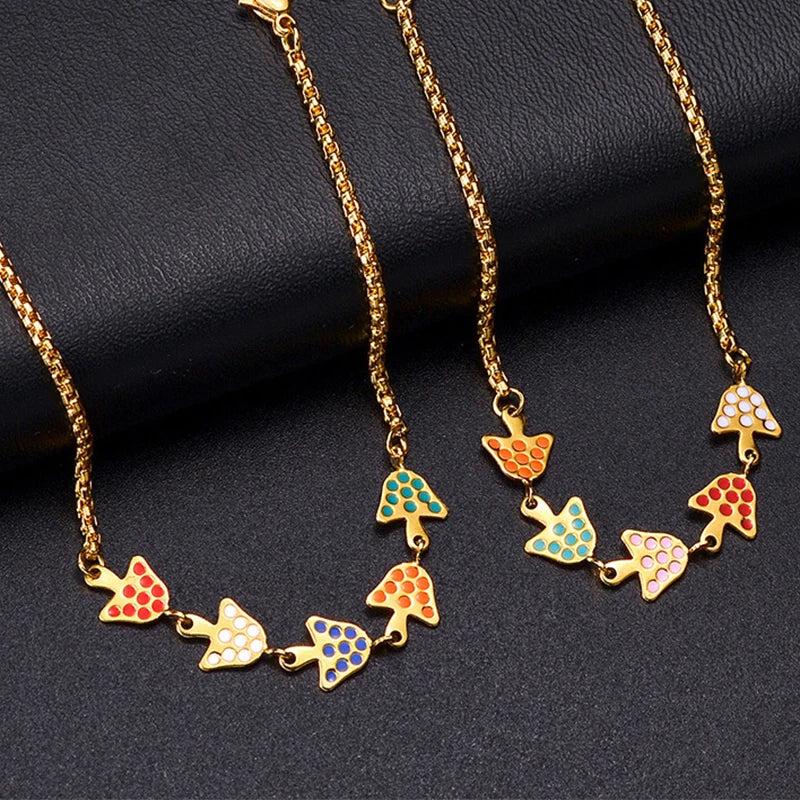 Colorful Mushroom Bracelet Enamel Vegetable Funny Jewelry