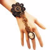Gothic Punk Gears Flowers Bracelet Halloween