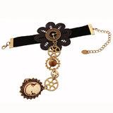 Gothic Punk Gears Flowers Bracelet Halloween