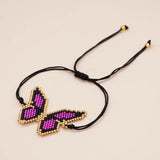 Boho Purple Butterfly Bead Bracelet for Women