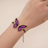 Boho Purple Butterfly Bead Bracelet for Women