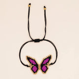 Boho Purple Butterfly Bead Bracelet for Women
