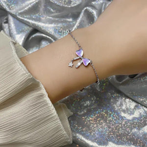 925 Silver Moonstone Bow Bracelet Elegant Women's Jewelry