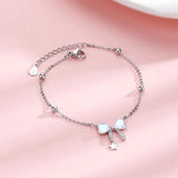 925 Silver Moonstone Bow Bracelet Elegant Women's Jewelry