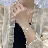 925 Silver Moonstone Bow Bracelet Elegant Women's Jewelry