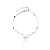 925 Silver Moonstone Bow Bracelet Elegant Women's Jewelry
