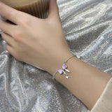 925 Silver Moonstone Bow Bracelet Elegant Women's Jewelry