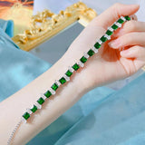 Emerald Gemstone Bracelet Green Zircon Adjustable