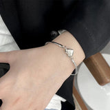 Silver Love Heart Chain Bracelet Necklace Set Vintage Jewelry Gift