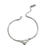 Silver Love Heart Chain Bracelet Necklace Set Vintage Jewelry Gift