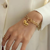 Heart Pendant Bracelet Stainless Steel Jewelry