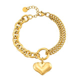 Heart Pendant Bracelet Stainless Steel Jewelry