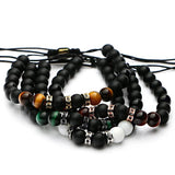 Tiger Eye Stone Bracelet Agate Beaded Lucky Mens Bracelet