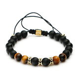 Tiger Eye Stone Bracelet Agate Beaded Lucky Mens Bracelet