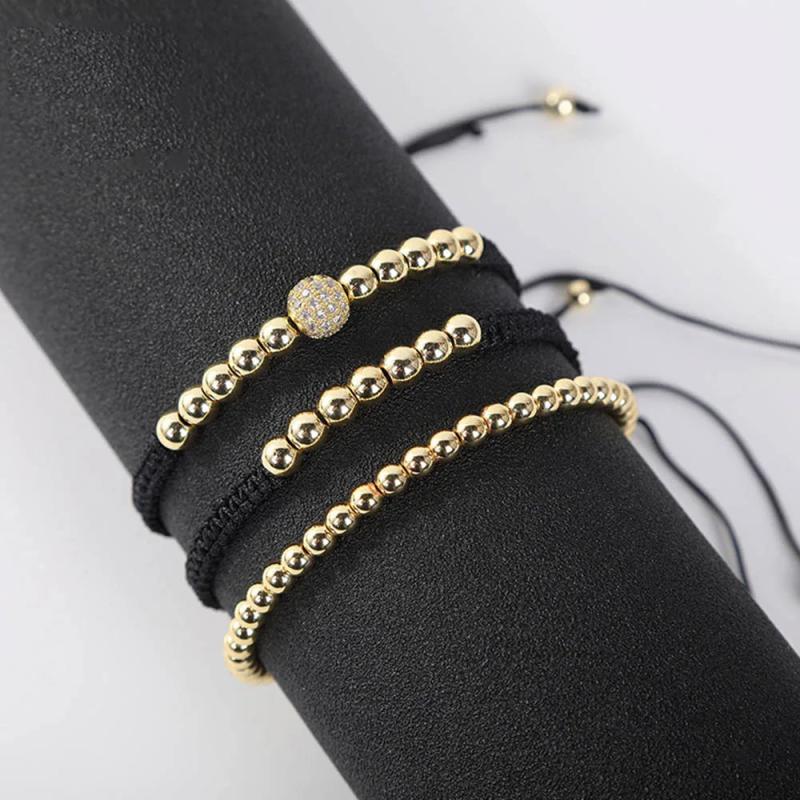 6MM Beads Braided Bracelet Adjustable Rope Chain For Men Women