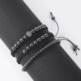 6MM Beads Braided Bracelet Adjustable Rope Chain For Men Women