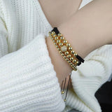 6MM Beads Braided Bracelet Adjustable Rope Chain For Men Women