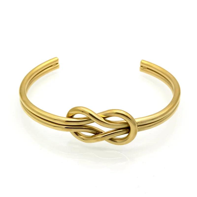 Stainless Steel Knotted Bow Bracelet Bangle for Women