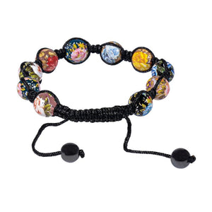 Vintage Flower Glass Beads Ceramic Bracelet Unisex Jewelry