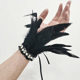 Punk Gothic Feather Wrist Cuff Arm Warmer Party Cosplay Costume