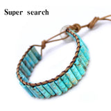 Bohemian Tube Natural Stone Leather Bracelet Wrap