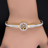 Tree of Life Crystal Bracelet Stainless Steel Charm Jewelry