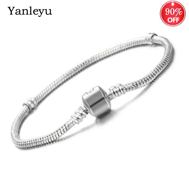 Tibetan Silver Snake Chain Beads PAN Charms Bracelet for Women Jewelry