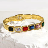 Green Crystal Bangles Stainless Steel Plated Bracelet for Women
