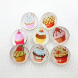 20pcs Mix Glass Cupcake Snap Buttons 18mm DIY Snap Jewelry Pendants